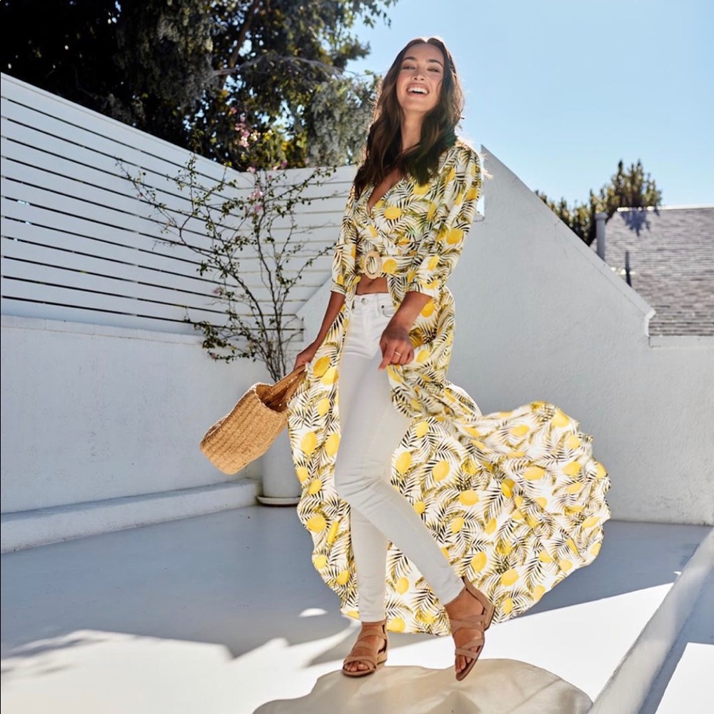 Tea n Cup Lemon Print High Low Blouse